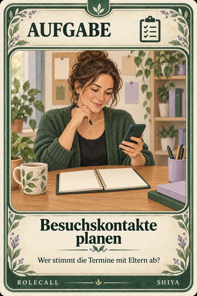 ROLECALL-Aufgabenkarte Besuchskontakte planen