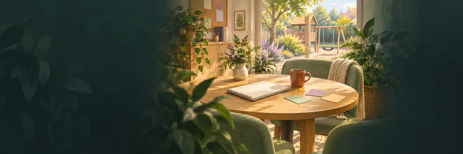 Sonniger Gemeinschaftsraum der ROLECALL-Spielewelt